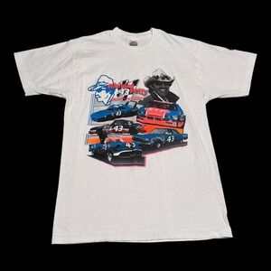Vintage 90s FOTL Richard Petty NASCAR Stained White Shirt Men's Large‎
